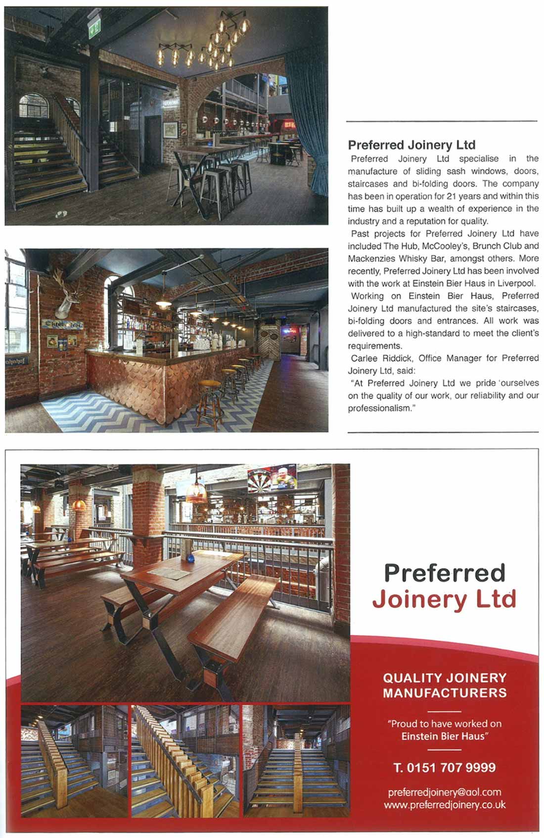 News article about Preferred Joinery LTD